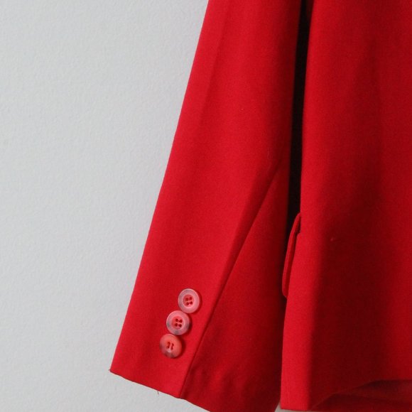 80s Vintage Report Collection Wool Blend Red Padded Blazer 11 - Picture 6 of 6